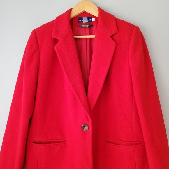 Pursuits LTD Red Wool Cashmere Blend Vintage Blazer Front Pockets Womens 10 - Picture 2 of 9
